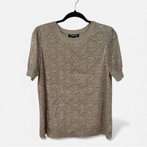 Lafayette 148 New York Metallic Knit Short Sleeve Top – Size S -EUC